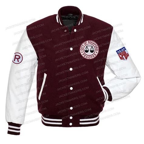 Wool/Leather City of Rockford Peaches Varsity Jacket - Jacket Makers