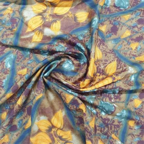 Yellow Blue Floral Print Poly Rayon Fabric At Rs 99 50 Udyog Vihar