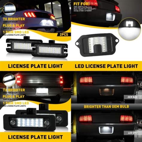 AUXITO For 2015 2021 Ford Mustang LED License Plate Lights Assembly