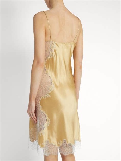 CARINE GILSON Lace Trimmed Silk Satin Cami Dress Satin Cami Dress Slip