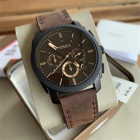 Ripley RELOJ FOSSIL ACERO NEGRO CON MARRON Y CUERO MARRON FS5251