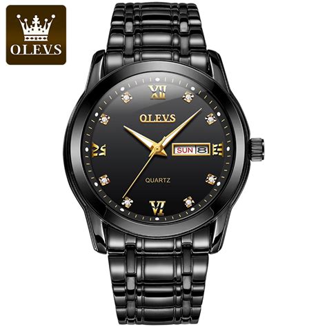 Olevs Watch For Men Mens Watches Waterproof Original Quartz Double Calendar Business Stainless