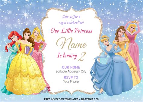 Editable Disney Princess Invitation Template