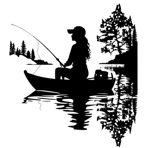 Woman Fishing SVG File For Cricut Silhouette Laser Machines