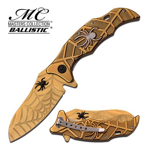 Spider Collection Spring Assisted Knife Gold