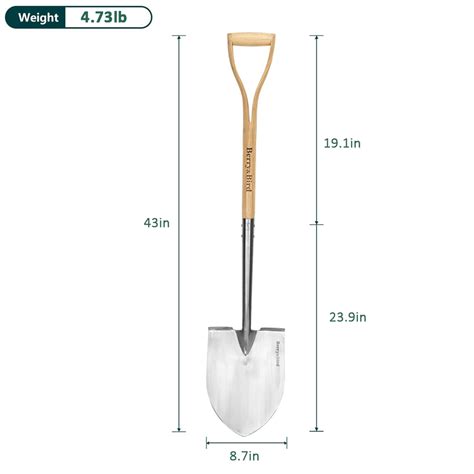 Berryandbird Round Spade Heavy Duty Shovel Garden Tools For Digging