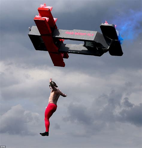 Birdman Event Sees Aviators Jump Off Worthing Pier Daily Mail Online