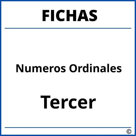 Fichas De Numeros Ordinales Para Tercer Grado