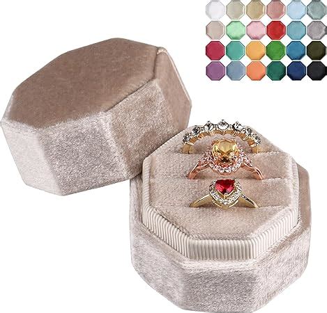 Amazon JIDUO Velvet Ring Box For Proposal 3 Slots Octagon Wedding