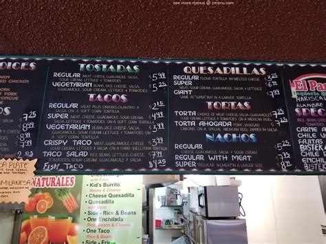 Menu At El Parian Taqueria Restaurant North Highlands Watt Ave