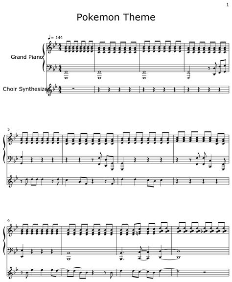 Pokemon Theme Sheet Music For Piano Choir Synthesizer