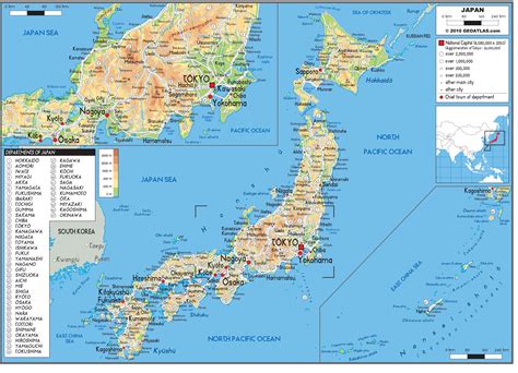 Japan Physical Wall Map by GraphiOgre - MapSales