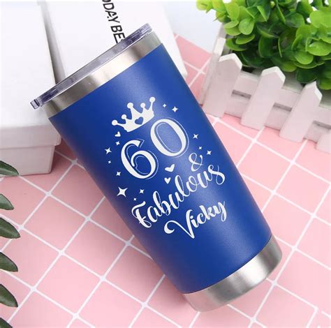 Personalized Engraved Tumbler 60 And Fabulous Tumbler 60th Birthday