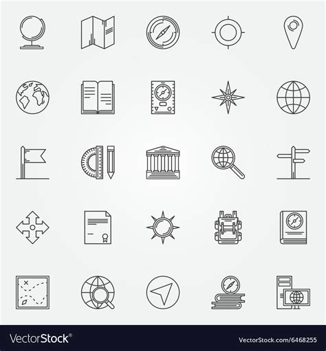 Geography Icons Set Royalty Free Vector Image VectorStock