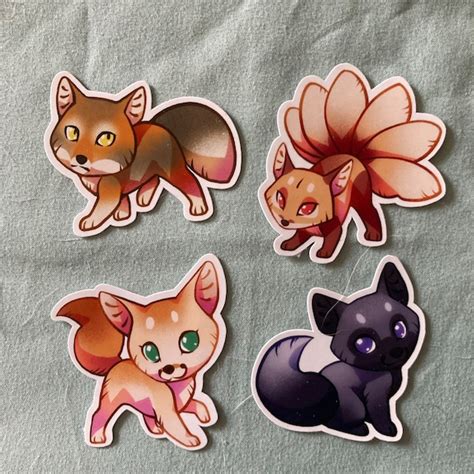 Cute Fox Sticker Set Red Fox Arctic Fox Kitsune Fennec Gray Fox Marble Fox Swift Fox