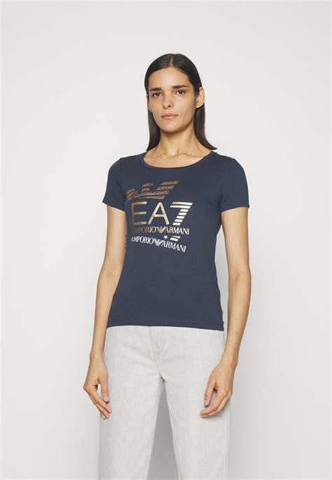 Ea7 Emporio Armani T Shirts Med Print Navy Blue Mørkeblå Zalando No