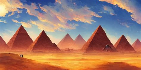 A Stunning Desert Landscape With Pyramids By Makoto Stable Diffusion