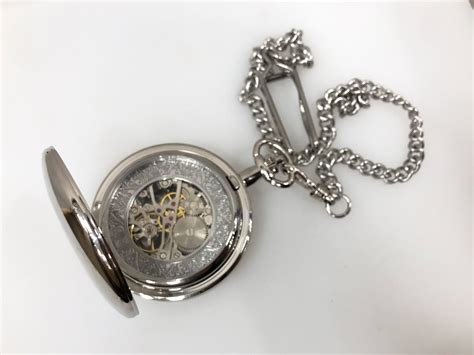 Rotary Stainless Steel Mechanical Pocket Watch With Skeleton Movement