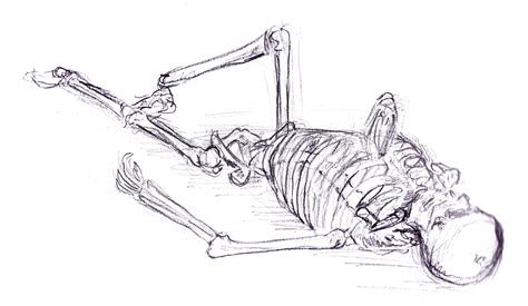 Skeleton Lying Down Drawing