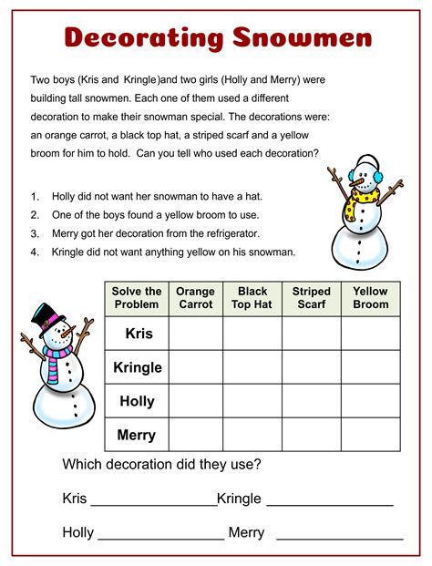 Best Christmas Brain Teasers Activities Printables Printablee