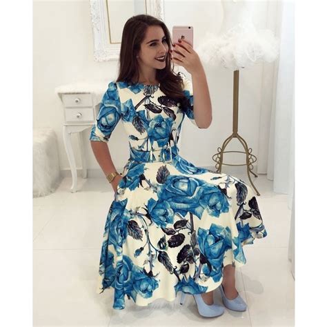 Vestido Midi Princesa Azul Na Malha Montaria Bolsinho E Cinto Do Mesmo