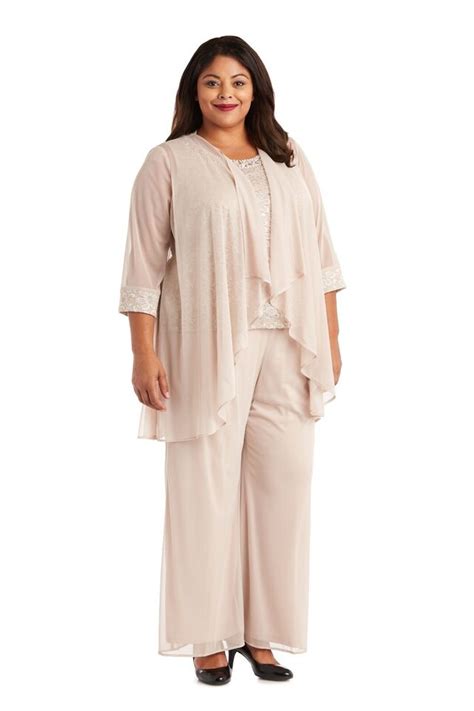 Randm Richards Women S Plus Size Beaded Neck 3 Piece Long Pant Set Ebay