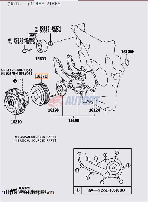 PULY BƠM NƯỚC TOYOTA FORTUNER 2006 2020 Phụ Tùng ô tô AutoPT