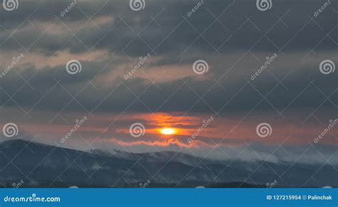 Sunset Clouds in the Mountains Stock Photo - Image of orange, nature: 127215954