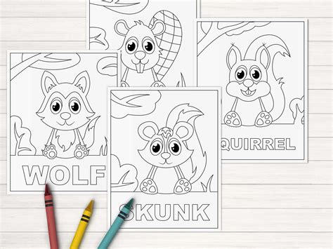 Woodland Animals Coloring Pages for Kids, Printable Forest Animals ...