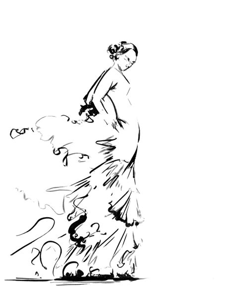 Flamenco Dancer Ink Drawing Art Print Modern By Canotstopprints