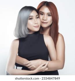 Studio Shot Photo Asian Lesbian CoupleのAI生成画像2334847849 Shutterstock