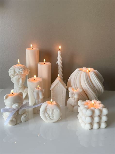 Pillar Candles Unique Shaped Decorative Candles Bust Teddy Etsy Uk