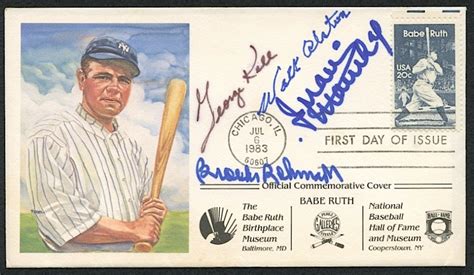 Babe Ruth 1983 Limited Edition Fdc Envelope Signed By 4 With Brooks