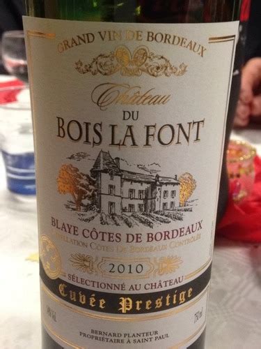 Château du Bois La Font Cuvee Prestige Blaye Côtes de Bordeaux