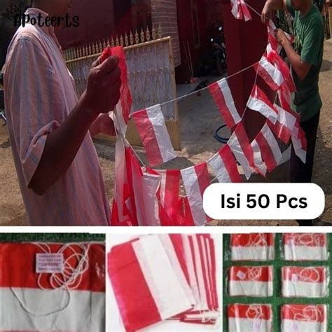 Jual Bendera Plastik Merah Putih Renteng Tali Pcs Dirgahayu Hut Ri