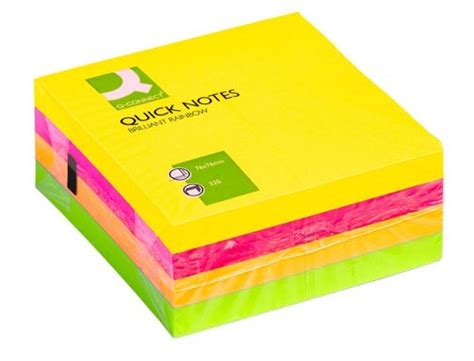 Bloc De Notas Adhesivas Quita Y Pon Qconnect 76x76 Mm Fluorescente Con