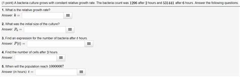 Solved Point A Bacteria Culture Grows With Constant Chegg