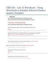 Lab12 Docx CSIS 330 Lab 12 Wireshark Using Wireshark To Examine