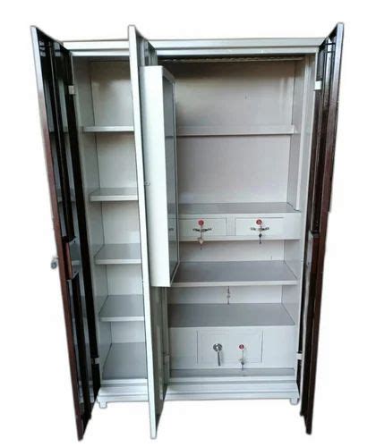 With Locker Door Stainless Steel Almirah Shelves With Mirror At