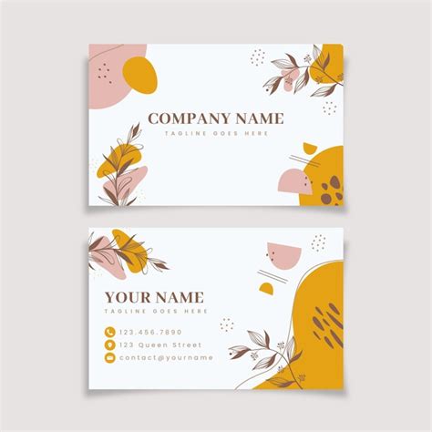 Plantilla De Tarjeta De Visita Boho Horizontal Dibujada A Mano Vector