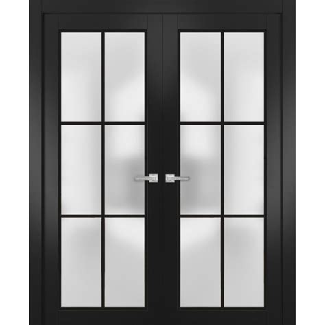 Solid French Double Doors 36 X 80 Inches Planum 2122 Matte Black