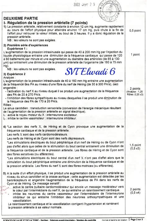 Bac Sc Expérimentales Sciences Svt Bac Svt Session De Contrôle 2022