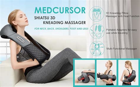 Medcursor Neck And Shoulder Massager With Heat Deep Tissue 3d Kneading Pillow Electric Shiatsu