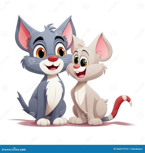 Tom and Jerry Style Cartoon Cats in Detailed Costumes Stock ...