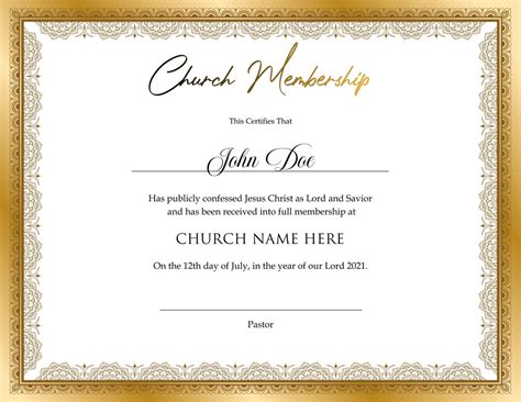 Editable Church Membership Certificate Template. Printable Certificate ...