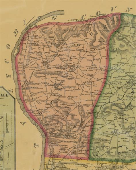 Delaware Township Pennsylvania 1874 Old Town Map Custom Print