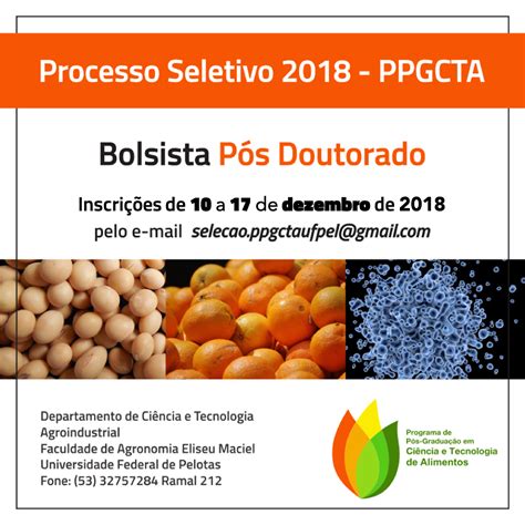 Ppg Em Ci Ncia E Tecnologia De Alimentos Seleciona Bolsistas De P S