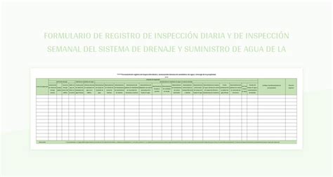 Plantilla De Formato Excel Formulario De Registro De Inspección Diaria Y De Inspección Semanal