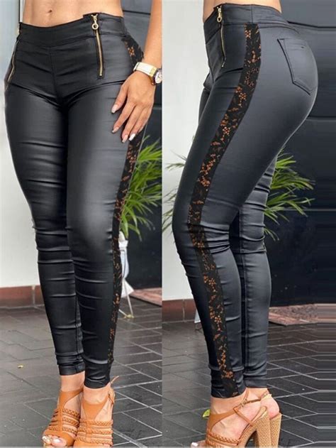 Las mujeras adorarán estos pantalones skinnies de cuero faux PU con