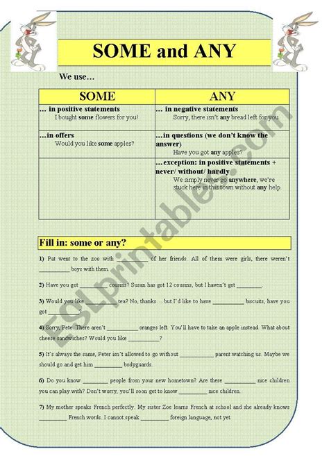 Some And Any Esl Worksheet By Nesty